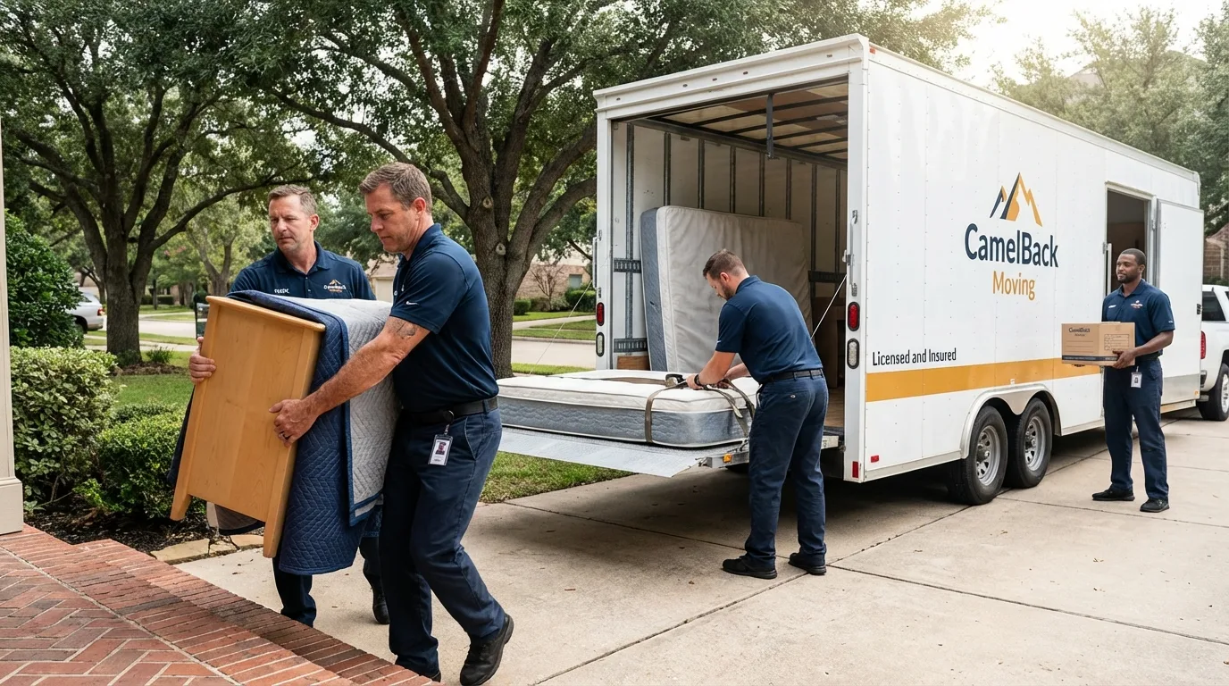 Crew loading residential truck for cross-state move from Chaffee, MO